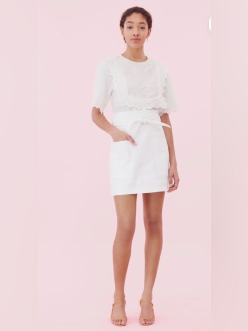 La Vie Rebecca Taylor knotted Waist Denim Skirt suze 30 $175.00